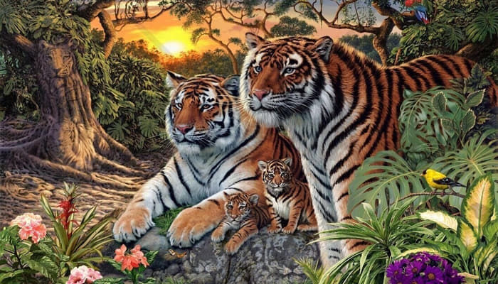 1匹 2匹 すべて見つけたら 上位1 という絵の中の虎は何匹なのか 当ててみてください